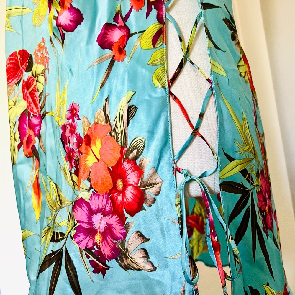 Victoria’s Secret 100% Silk Slip Low Back Y2K Large NWT Tropical Swim Cover Up